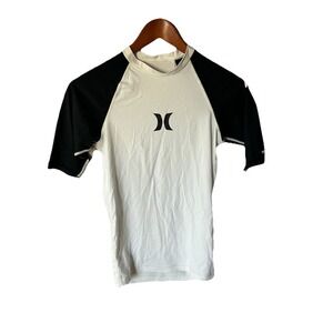 Women's Hurley Long Sleeve Rash Guard Size S Upf 40+ Black White Surf Swim